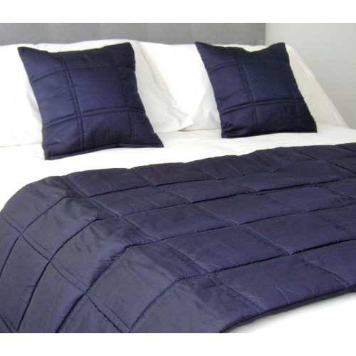 Stitched Grid - Bed Runner Set - Navy